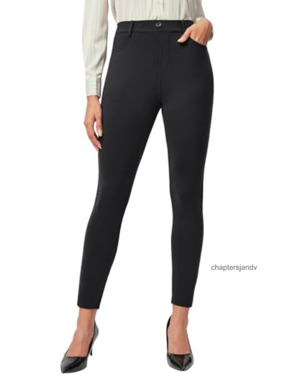 Stretch Work Pants Women Business Casual Skinny Trousers 2 Pockets